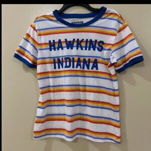 Stranger Things Hawkins Indiana Bright Stripe Ringer T-Shirt